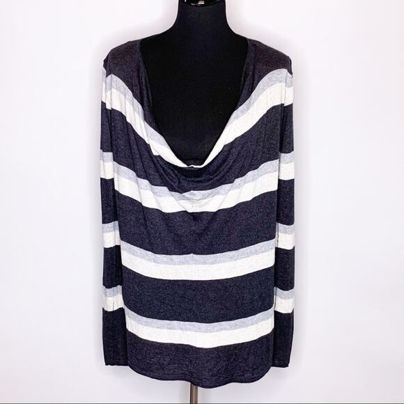 Tommy Bahama Sweaters - Tommy Bahama gray white striped wool blend cowl neck sweater size Medium